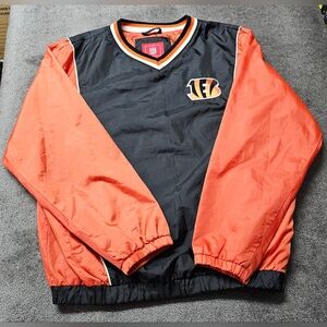 NFLCincinnat Bengals Jacket Men Size XL Black Orange White Windbreaker Pullover